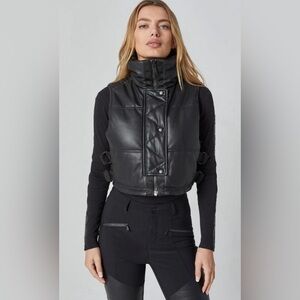 Alp N’ Rock faux Leather Cropped Vest Black